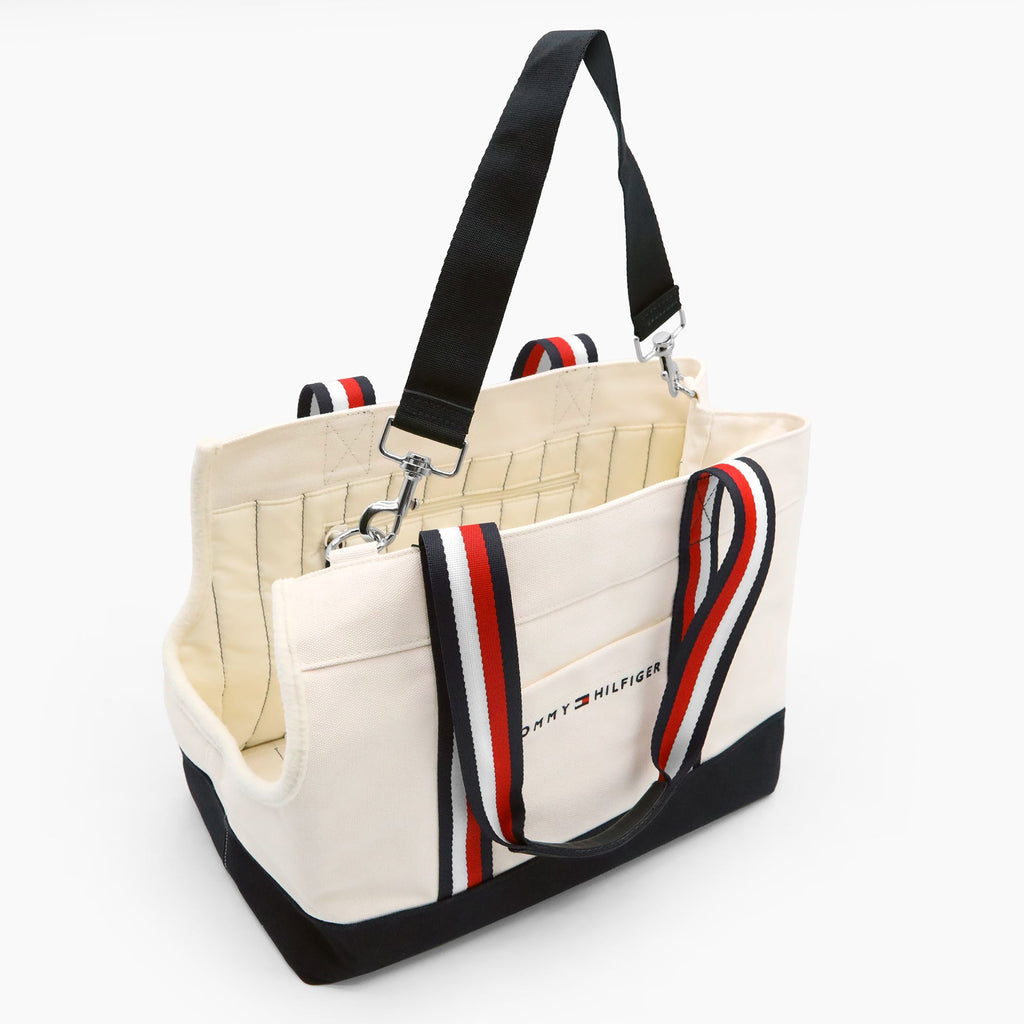 Tommy Hilfiger Canvas Dog Tote Bag | Designer Dog Carrier