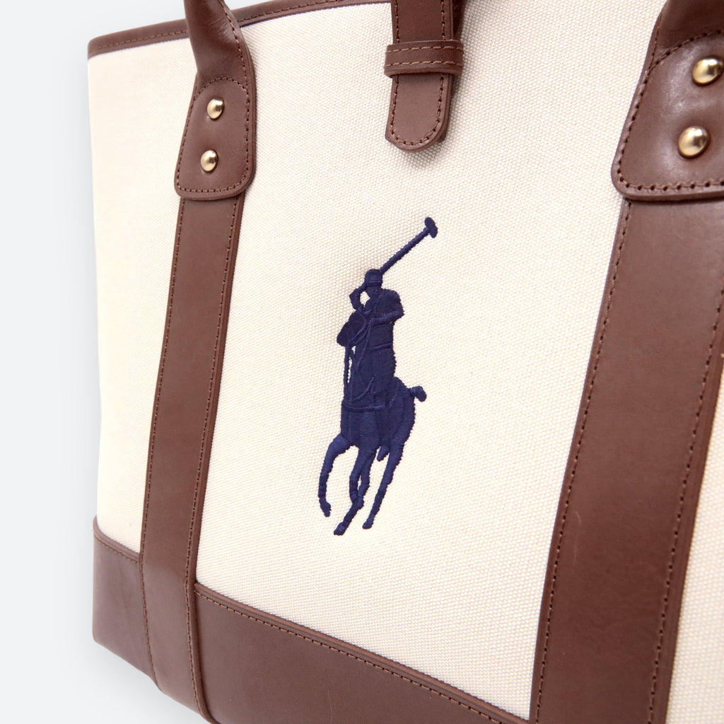 Polo Ralph Lauren Dog Leather and Canvas Tote