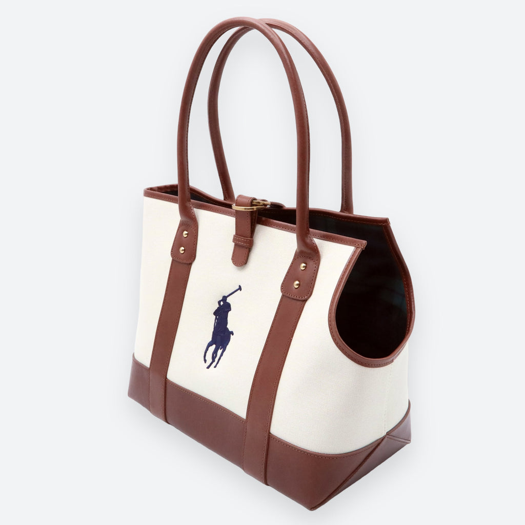 Polo Ralph Lauren Dog Leather and Canvas Tote