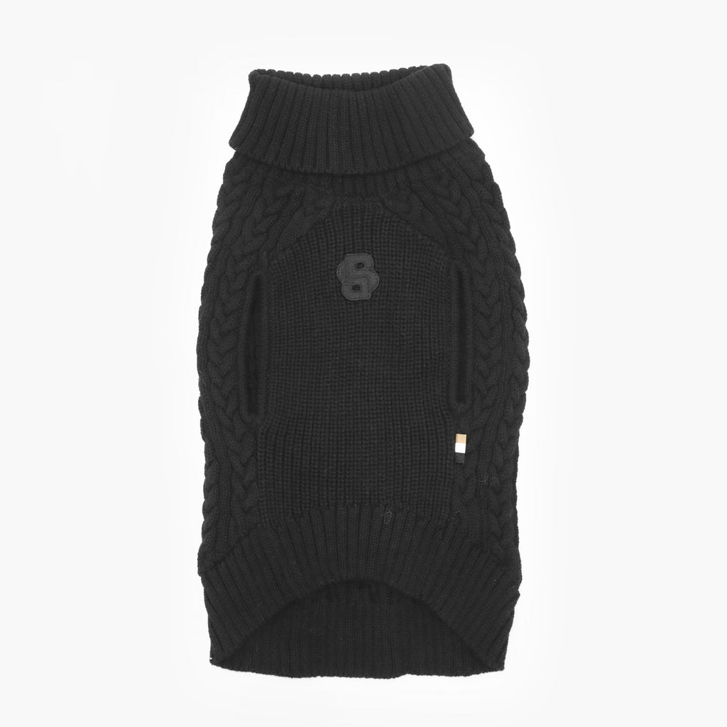 BOSS Dog Turtle Neck Sweater — Cable Knit Cotton Dog Jumper