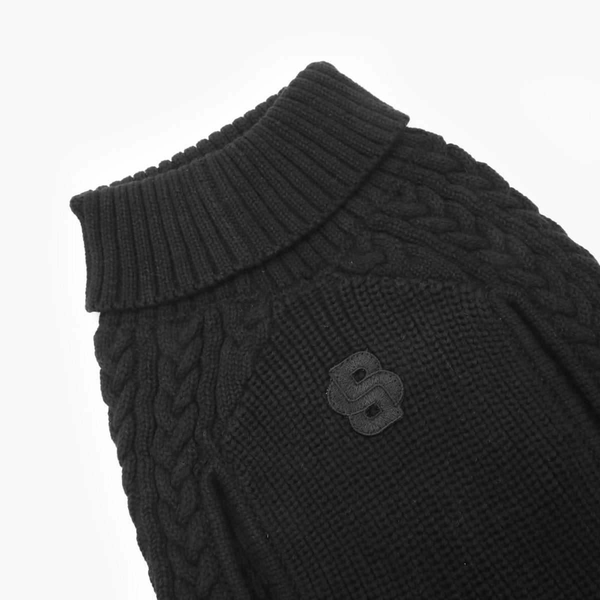 BOSS Dog Turtle Neck Sweater — Cable Knit Cotton Dog Jumper
