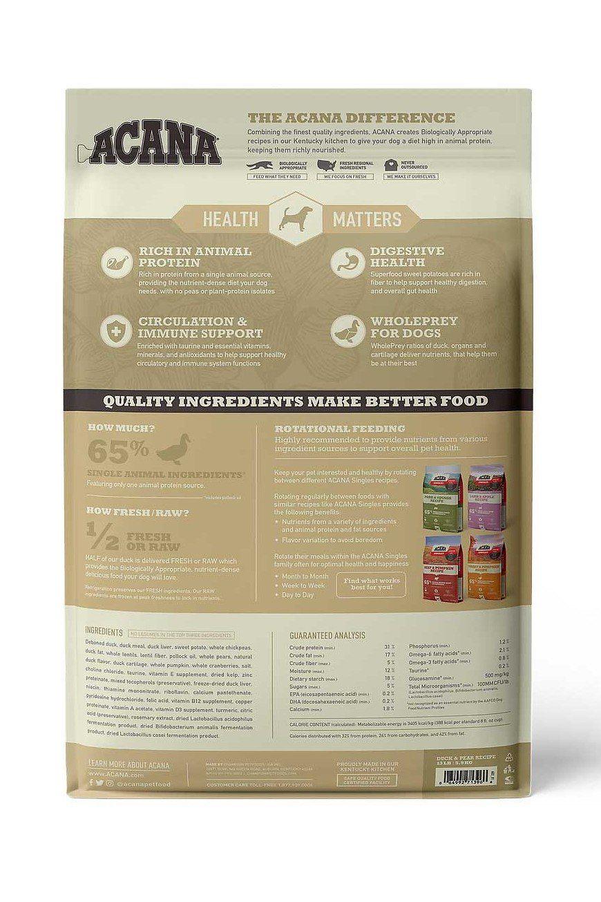 Acana Singles Duck and Pear Dry Dog Food
