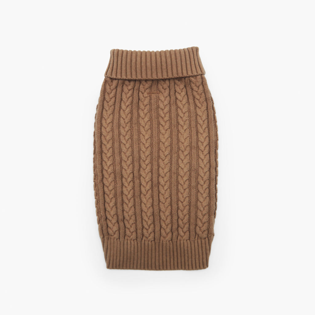 BOSS Dog Turtle Neck Sweater — Cable Knit Cotton Dog Jumper