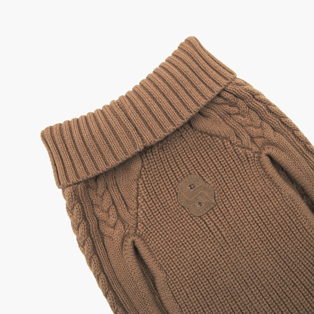 BOSS Dog Turtle Neck Sweater — Cable Knit Cotton Dog Jumper