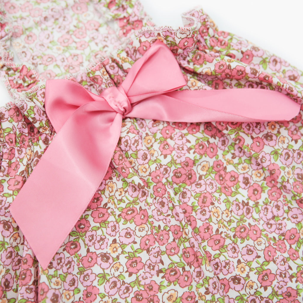 Dog Floral Satin Bow Dress