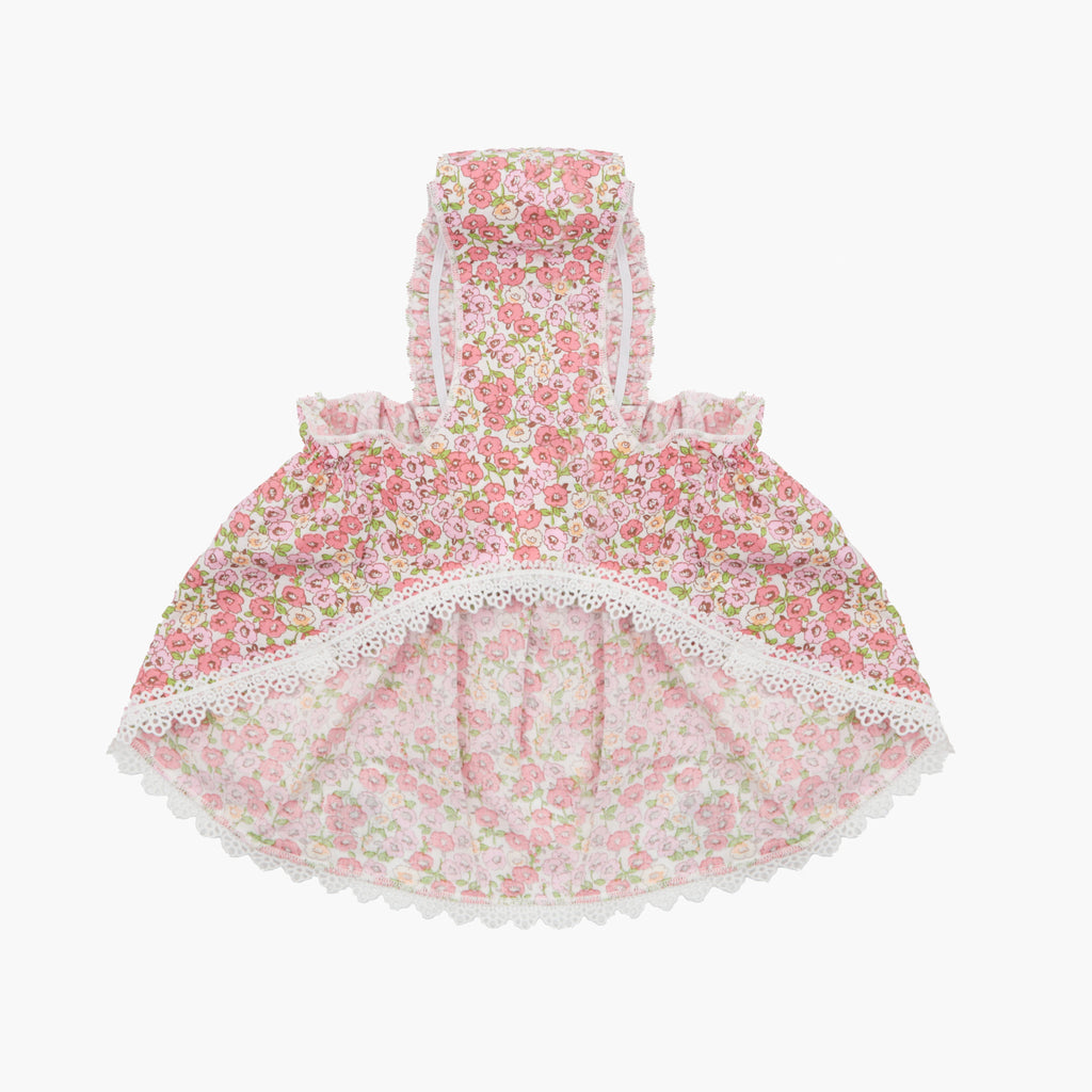 Dog Floral Satin Bow Dress