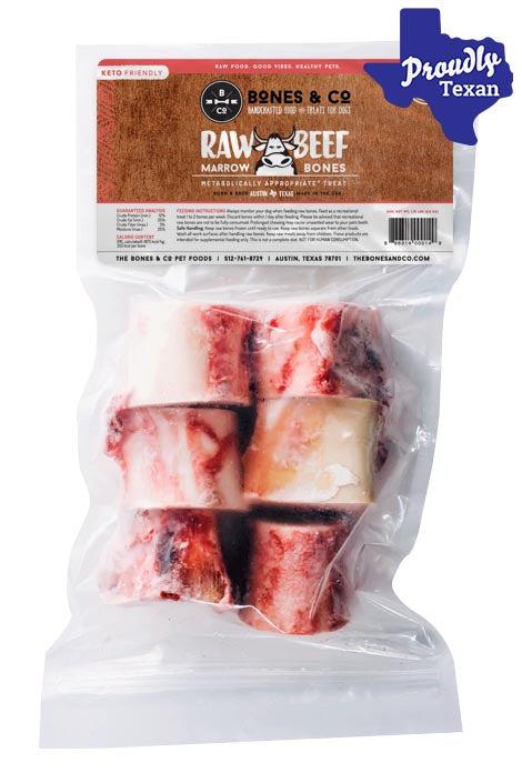Bones and Co. Beef Marrow Bones Frozen Raw Dog Chews - 2"