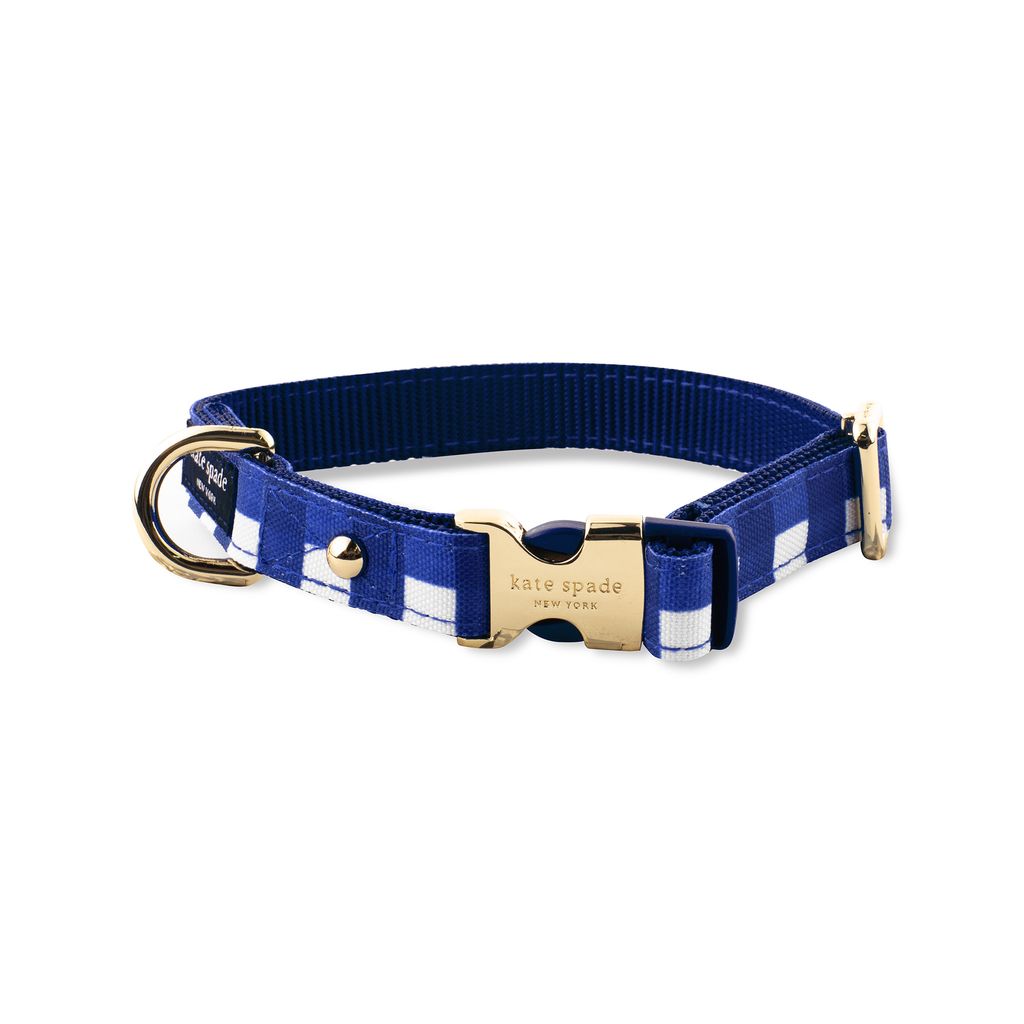 Kate Spade New York Navy Gingham Dog Collar