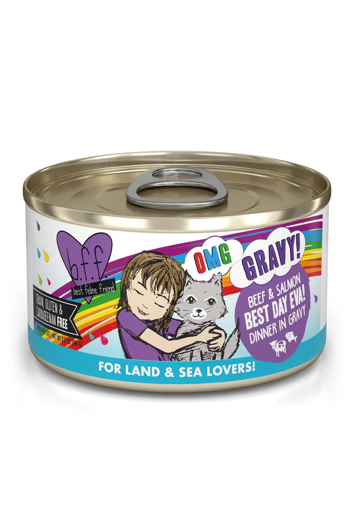 B.F.F. OMG Gravy! Beef and Salmon Best Day Eva! in Gravy Wet Cat Food