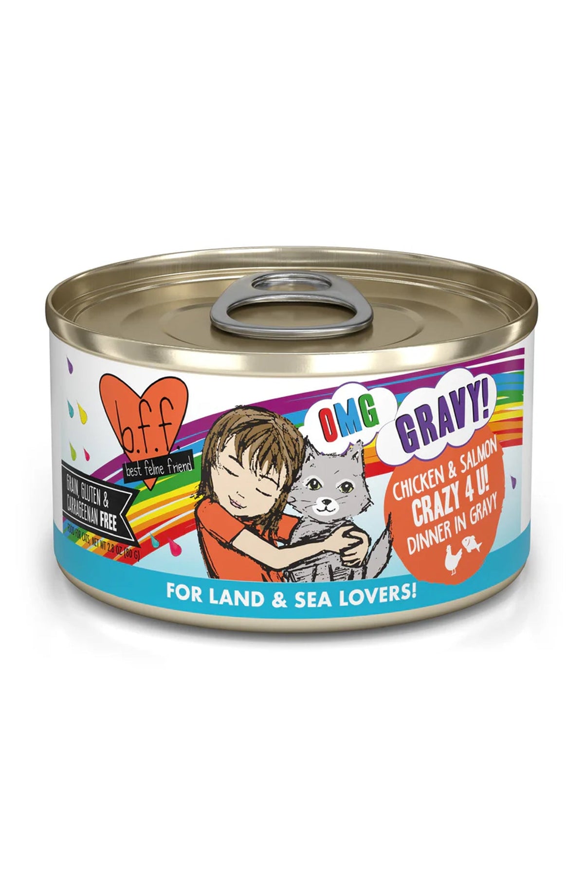 B.F.F. OMG Gravy! Chicken and Salmon Crazy 4 U! in Gravy Wet Cat Food