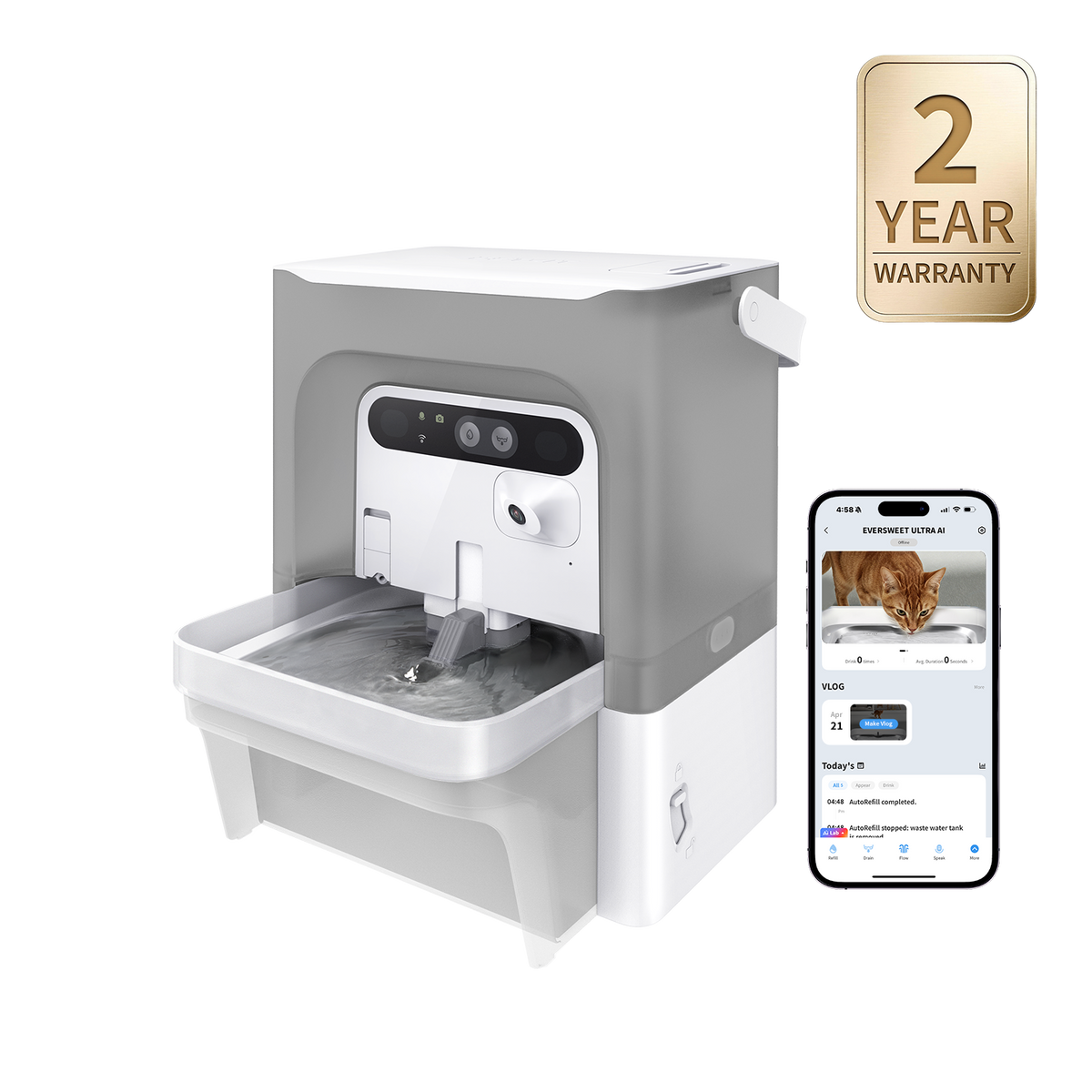 EverSweet Ultra with Camera Pet Water Fountain (Gray)