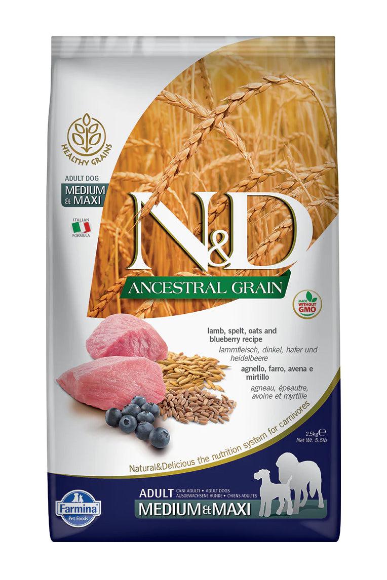 Farmina N&D Ancestral Grain Lamb and Blueberry Med/Maxi Dry Dog Food