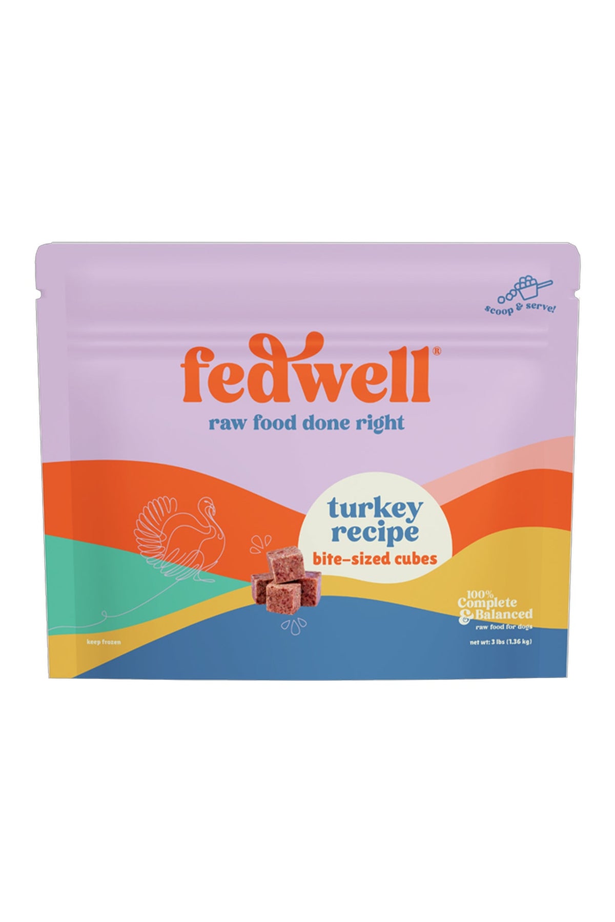 Fedwell Turkey Cubes Raw Dog Food