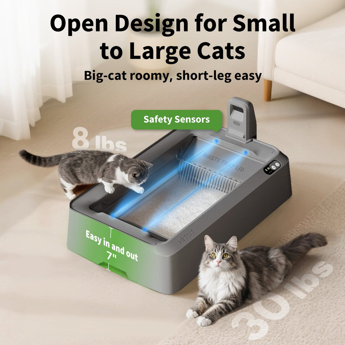 Purobot Crystal Duo Automatic Cat Litter Box with Camera (Gray)