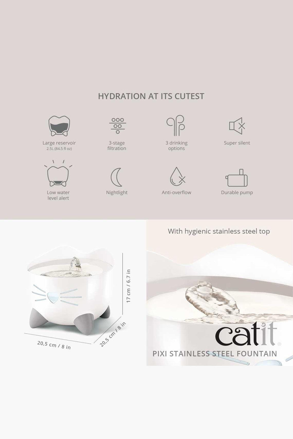 Catit Pixi Pink Fountain for Cats
