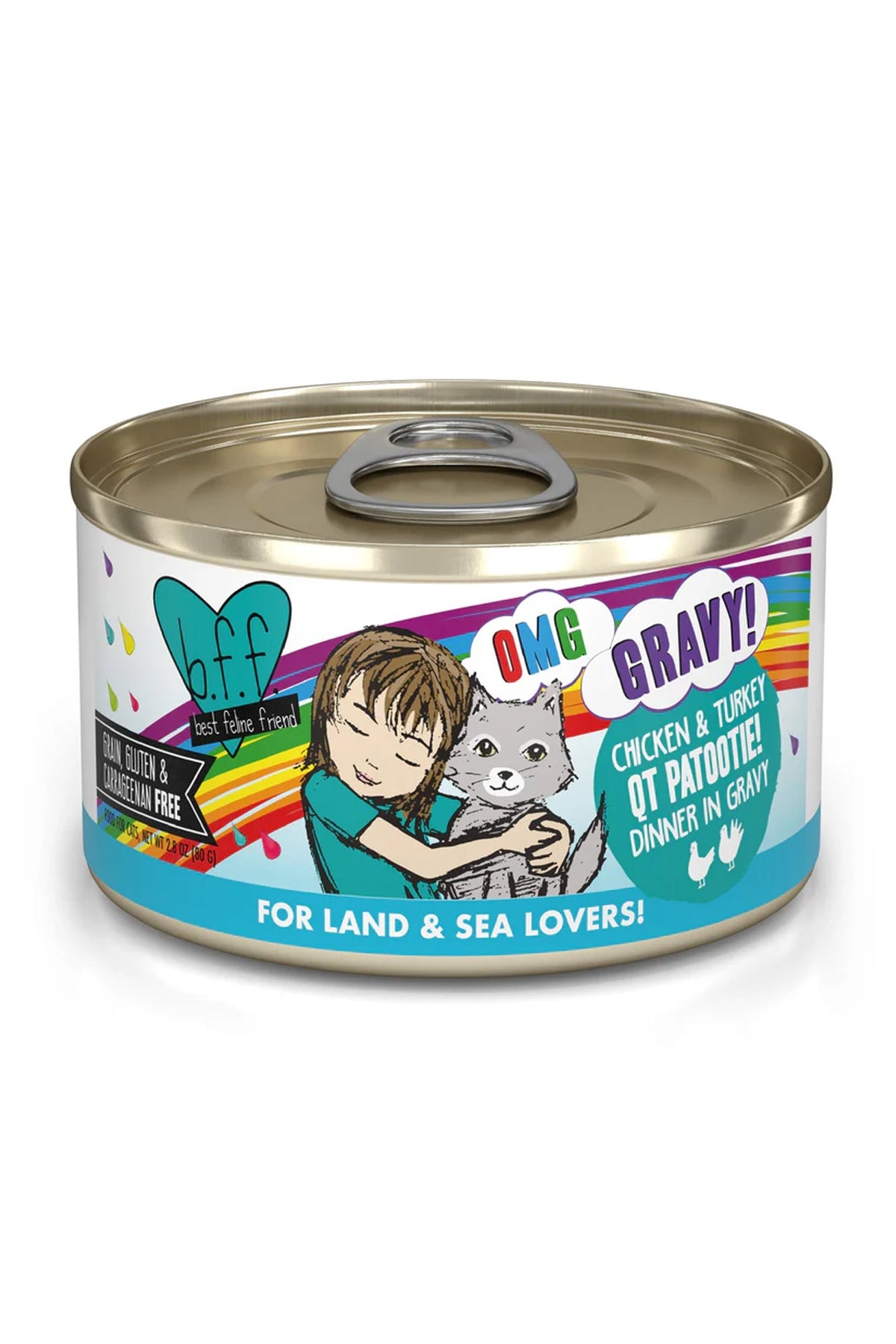 B.F.F. OMG Gravy! Chicken and Turkey QT Patootie in Gravy Wet Cat Food