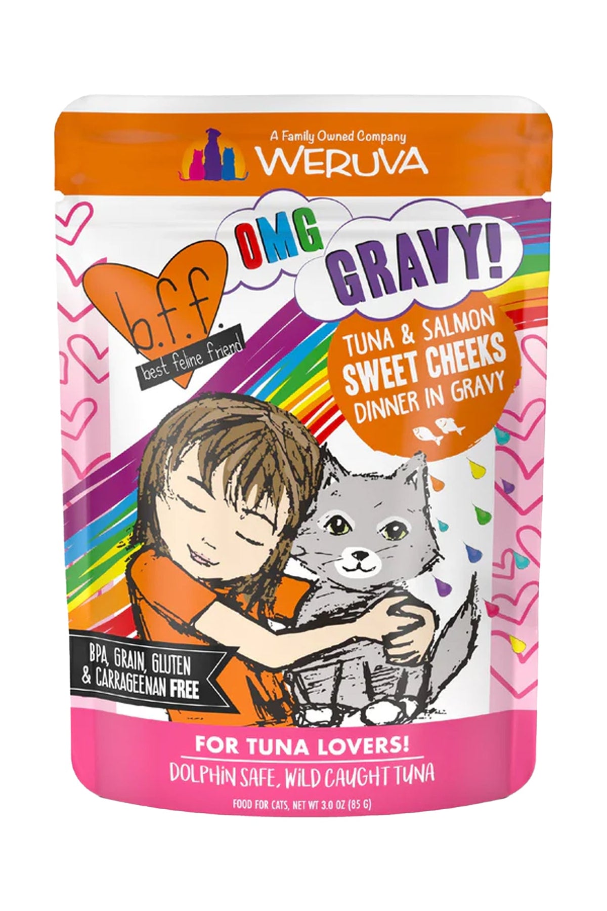 B.F.F. OMG Gravy! Tuna and Salmon Sweet Cheeks in Gravy Wet Cat Food Pouch