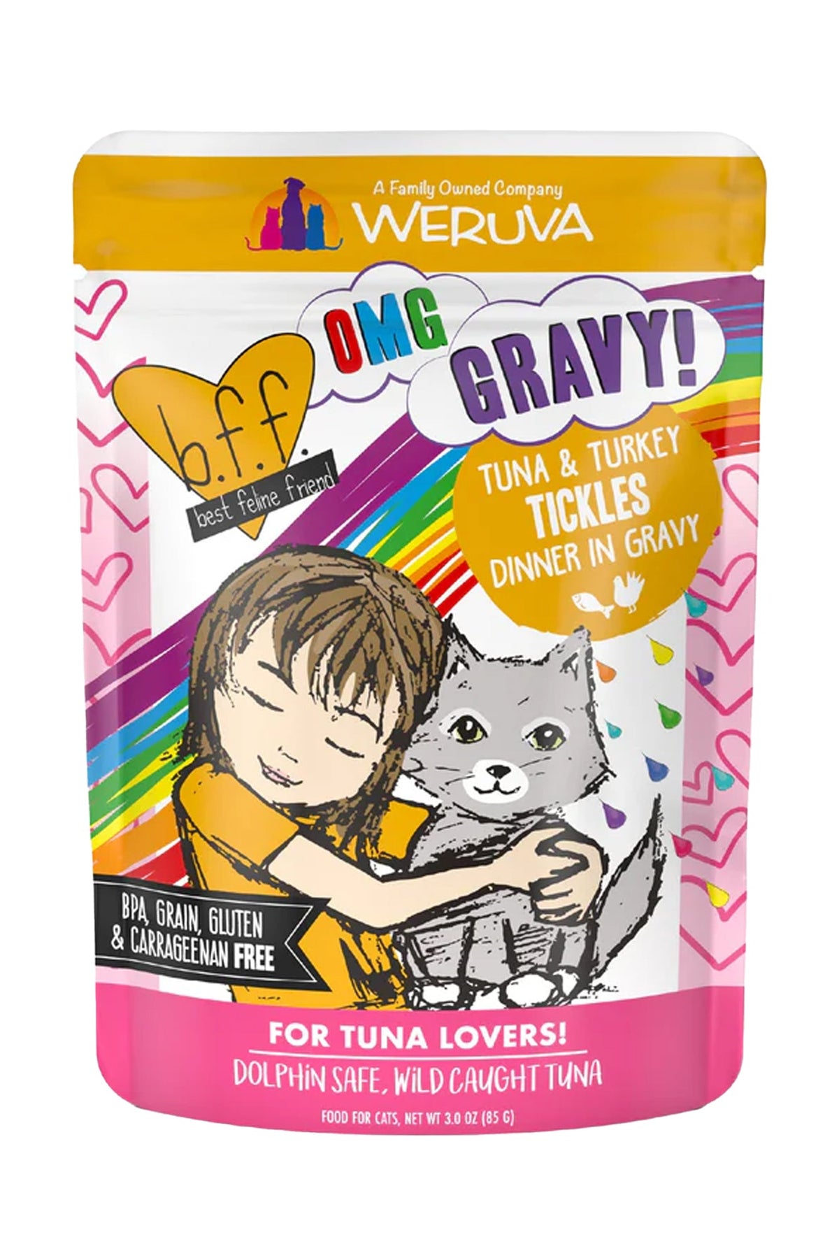B.F.F. OMG Gravy! Tuna and Turkey Tickles in Gravy Wet Cat Food Pouch