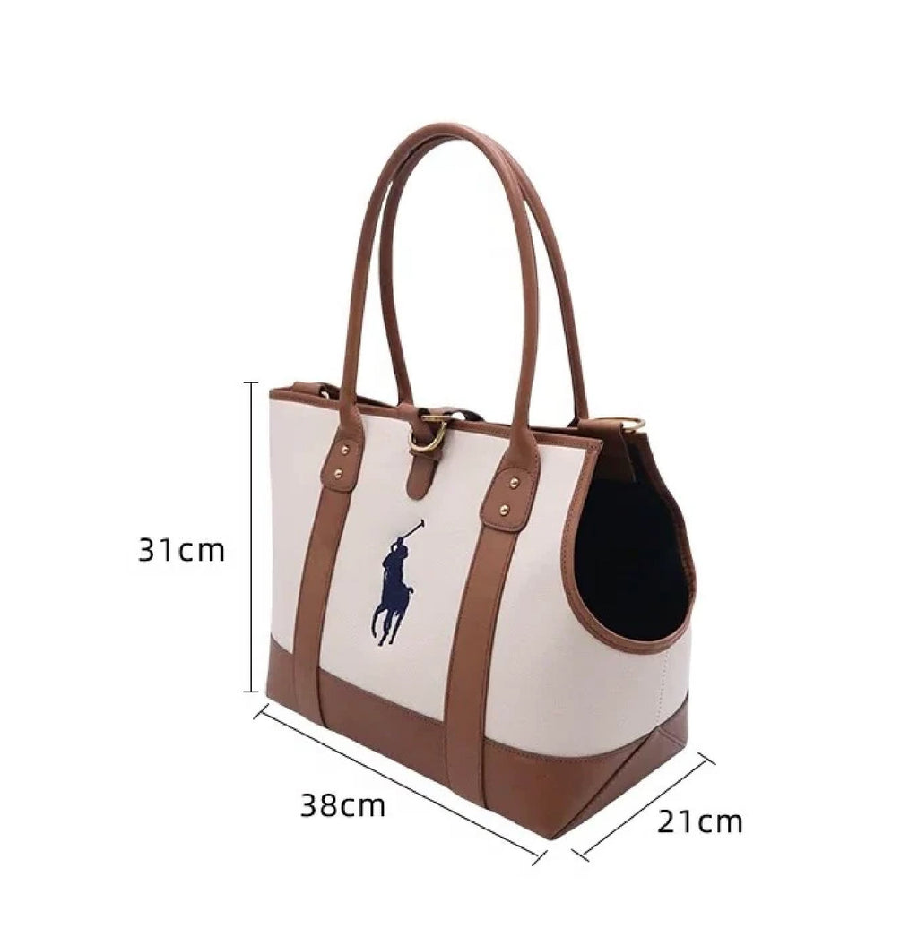 Polo Ralph Lauren Dog Leather and Canvas Tote