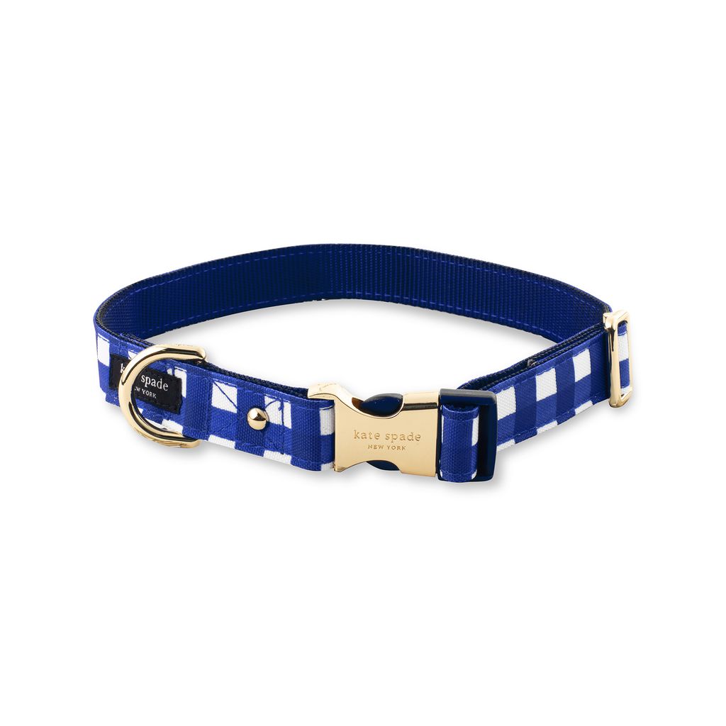 Kate Spade New York Navy Gingham Dog Collar