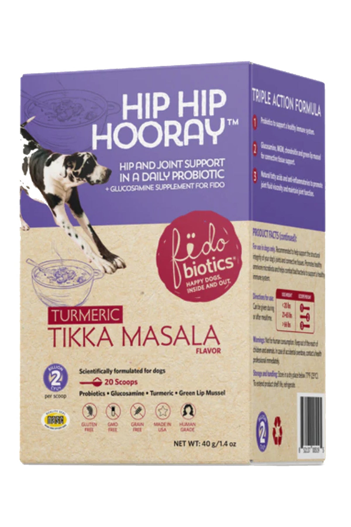 Fidobiotics Hip Hip Hooray Daily Probiotic Dog Supplement