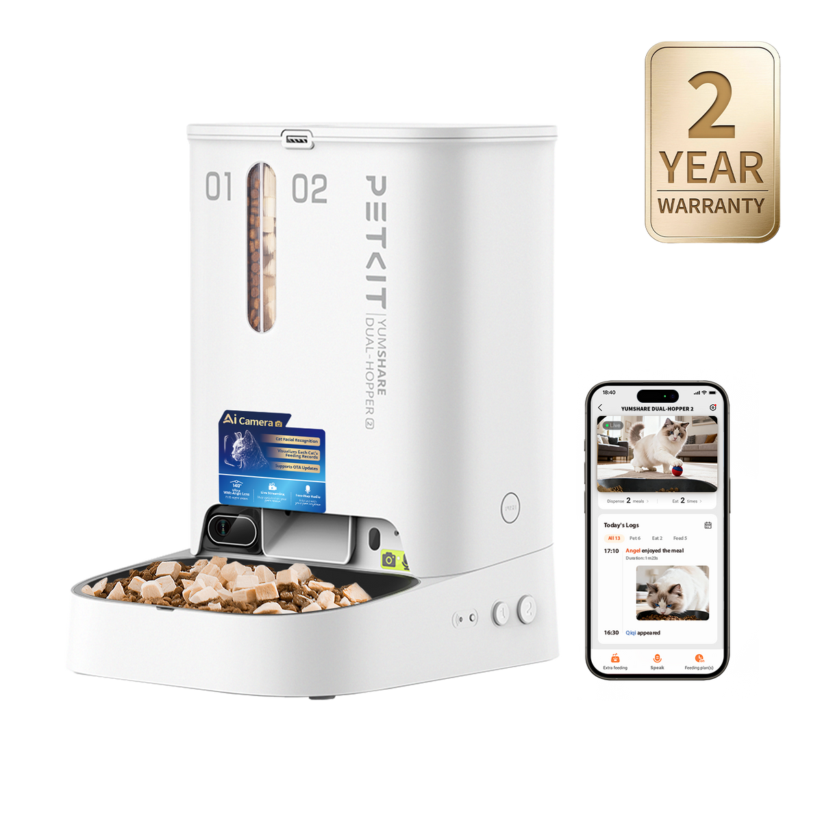 YumShare Dual-hopper 2 Automatic Feeder with Camera