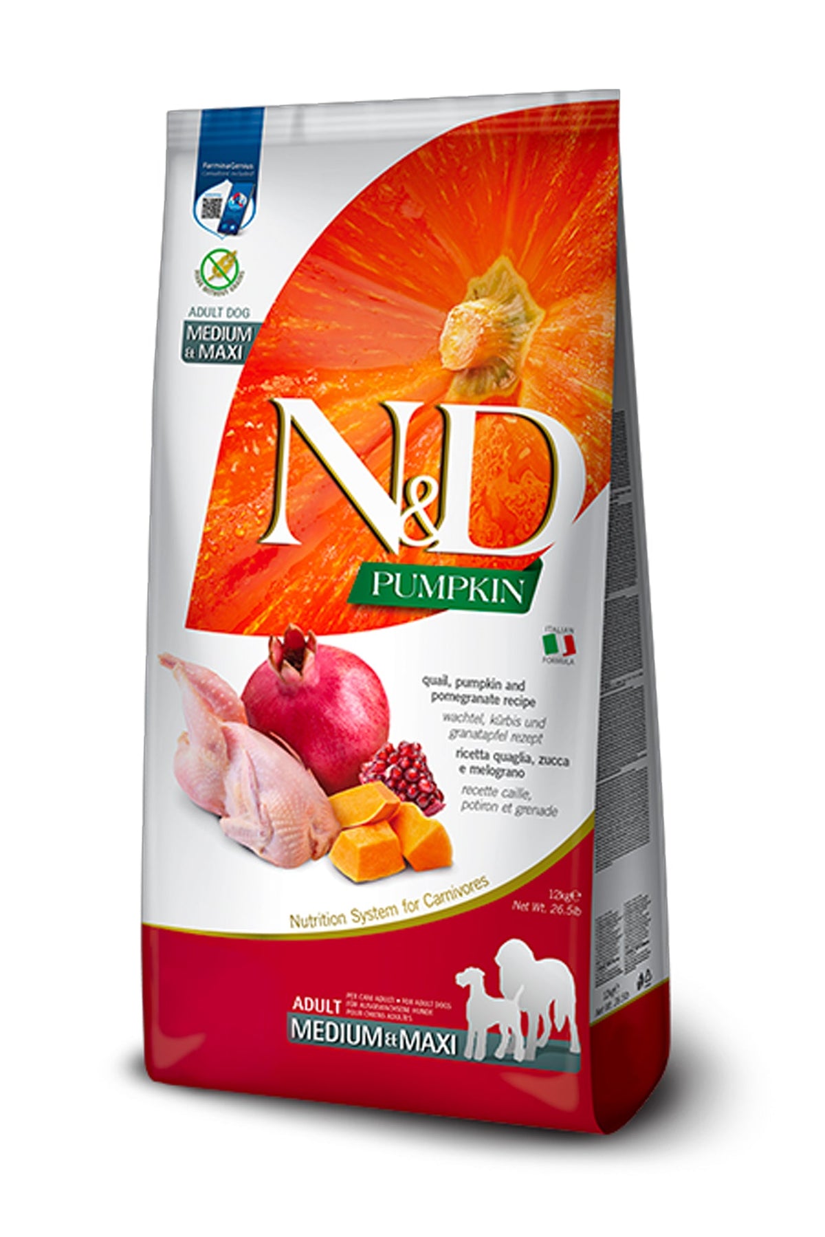 Farmina N&D Pumpkin Quail and Pomegranate Med/Maxi Dry Dog Food